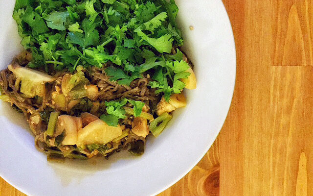 One-Pot Soba Noodle and Turnip Bowl